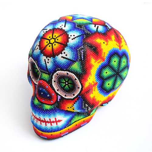 Calavera Huichol de chaquiras - Arte Huichol